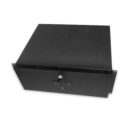 Quest Mfg Locking Storage Drawer Shelf, 4U, 19" x 24"D, Black ES1319-0414